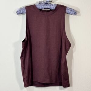 Quince Women Essential Run Cropped Muscle Tank Sleeveless Top Maroon S NWT